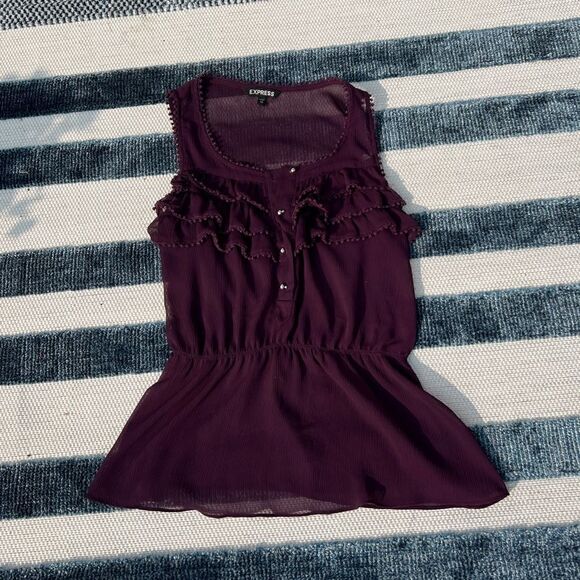 Express Peplum Blouse Tank Top | Color: Purple | Size: XS - Picture 1 of 5